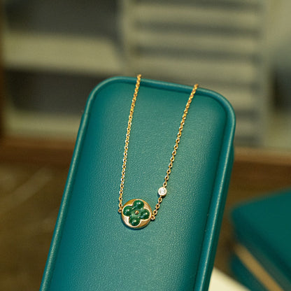 [Olivia JW]SUN MALACHITE 1 DIAMOND PINK GOLD BRACELET