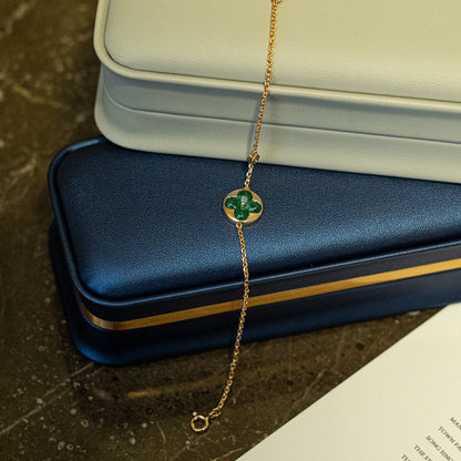 [Olivia JW]SUN MALACHITE 1 DIAMOND PINK GOLD BRACELET