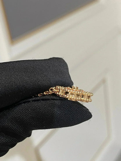 [Olivia JW]CLOVER 15MM DIAMOND RHODONITE NECKLACE