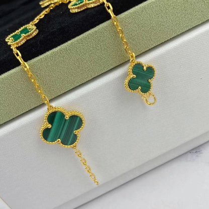 [Olivia JW]MAGIC CLOVER MALACHITE GOLD BRACELET 5 MOTIFS