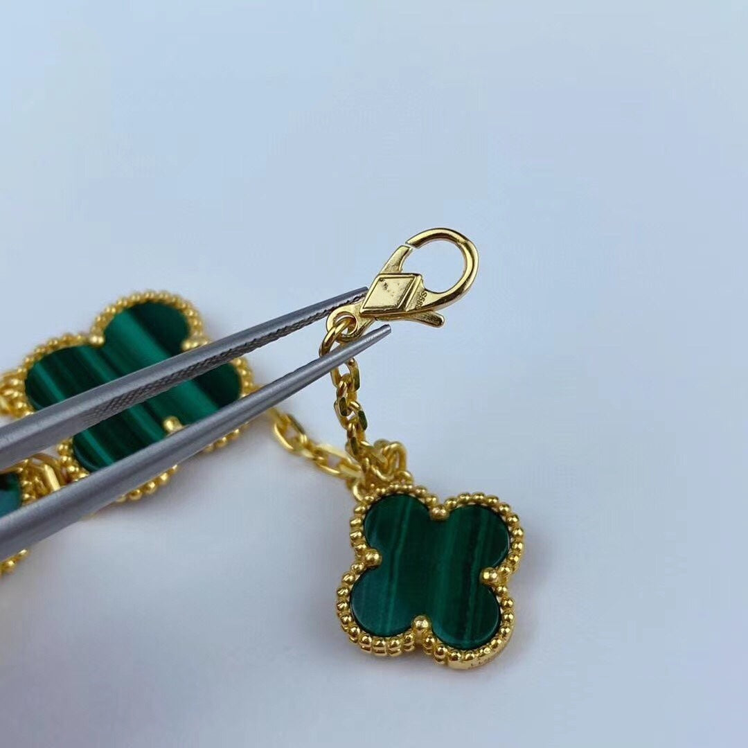 [Olivia JW]MAGIC CLOVER MALACHITE GOLD BRACELET 5 MOTIFS