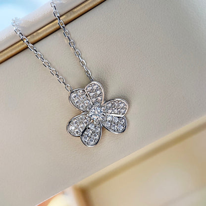 [Olivia JW]CLOVER DIAMOND NECKLACE SILVER