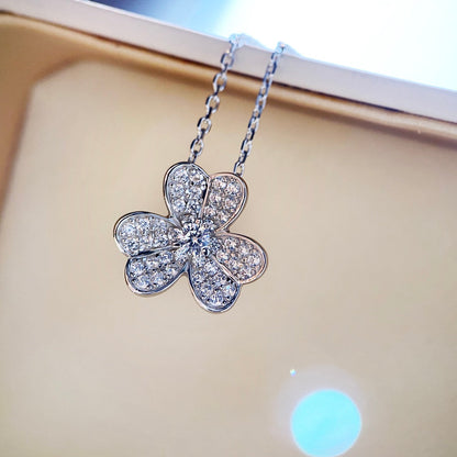 [Olivia JW]CLOVER DIAMOND NECKLACE SILVER