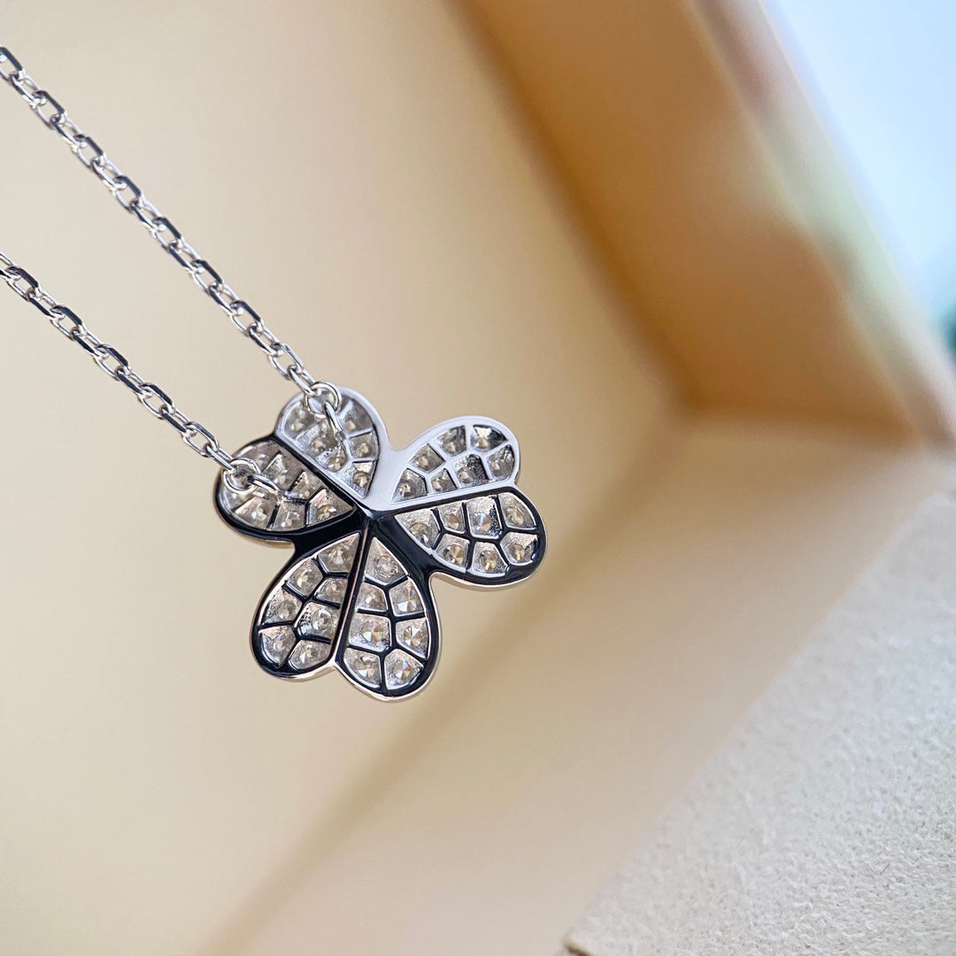 [Olivia JW]CLOVER DIAMOND NECKLACE SILVER