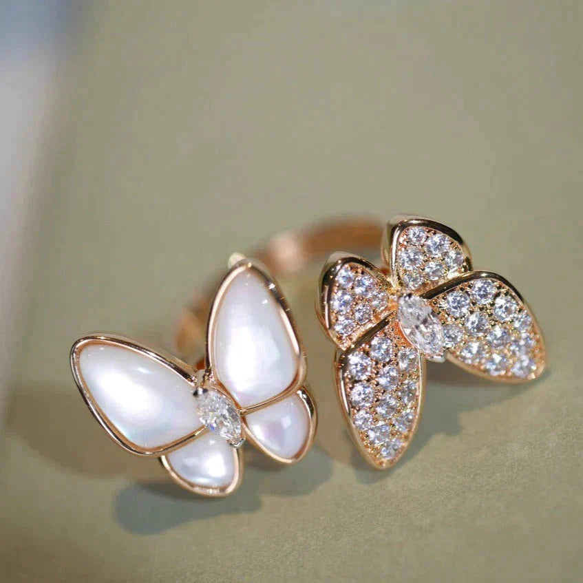 [Olivia JW]TWIN BUTTERFLY DIAMOND MOP RING
