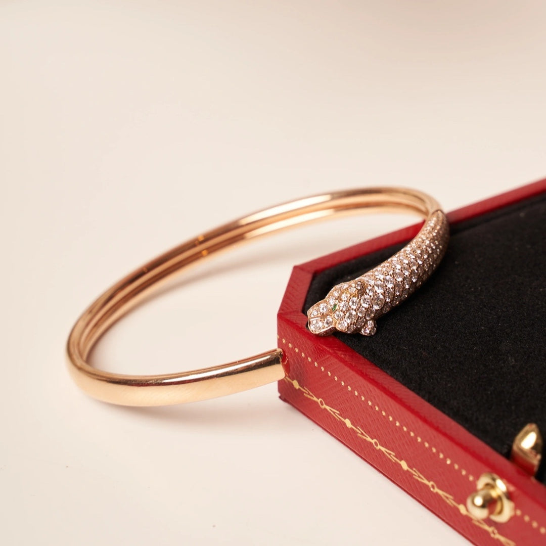 [Olivia JW]PANTHERE ROSE GOLD DIAMOND OPEN BRACELET