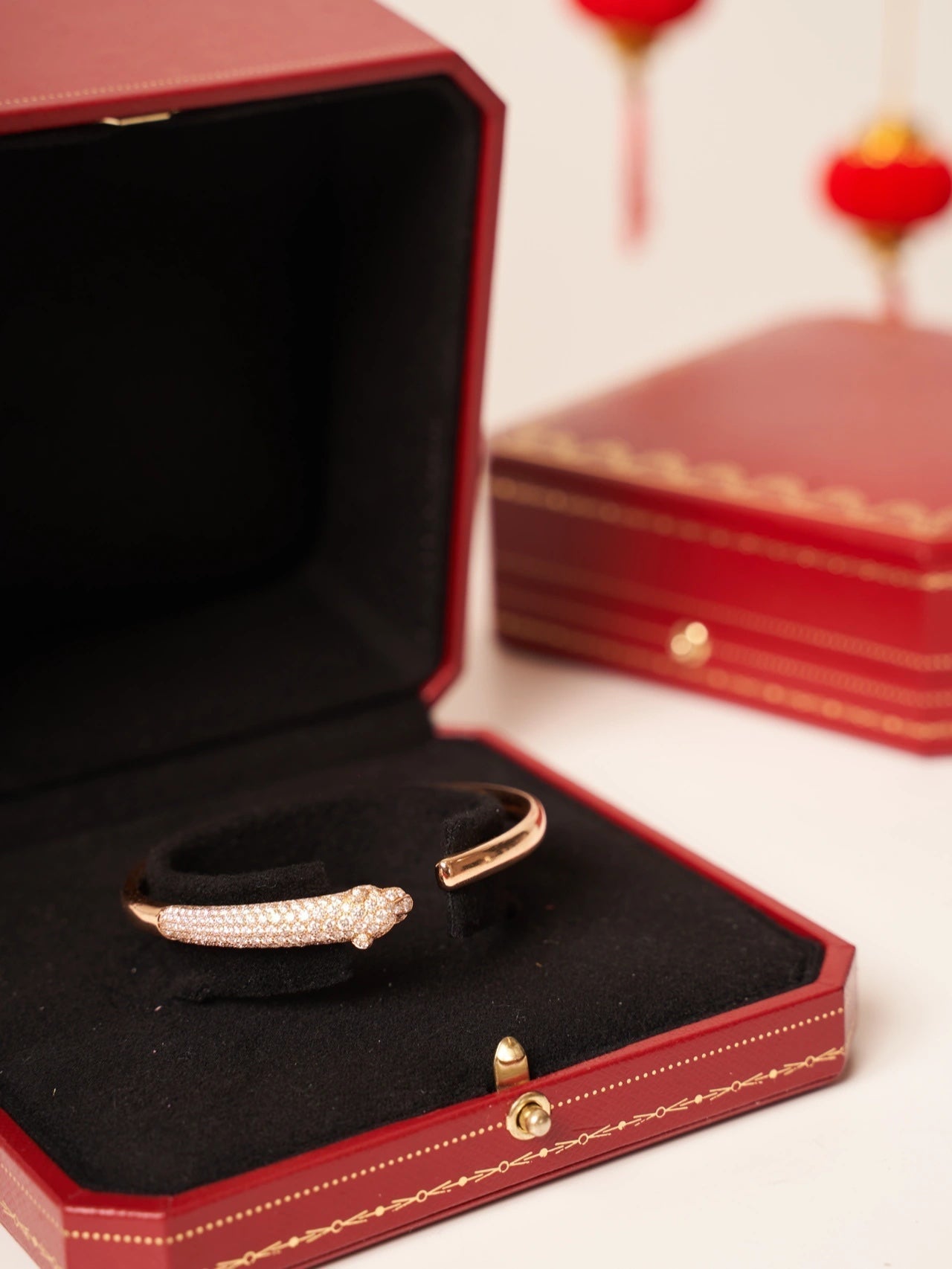 [Olivia JW]PANTHERE ROSE GOLD DIAMOND OPEN BRACELET