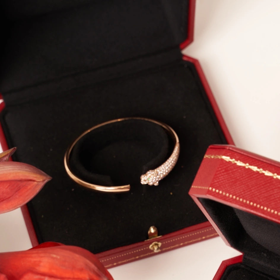 [Olivia JW]PANTHERE ROSE GOLD DIAMOND OPEN BRACELET