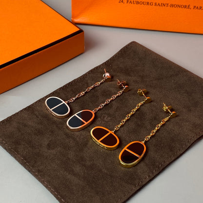 [Olivia JW]CHAINE VERSO BLACK CERAMIC EARRINGS