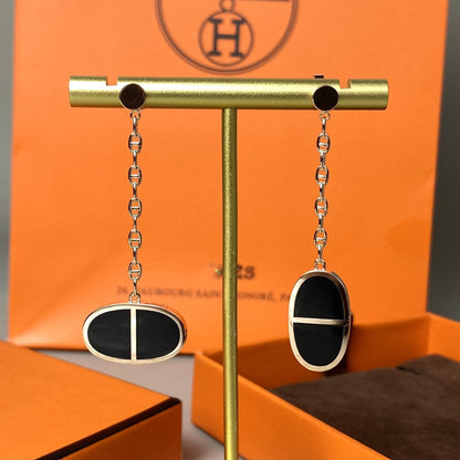 [Olivia JW]CHAINE VERSO BLACK CERAMIC EARRINGS