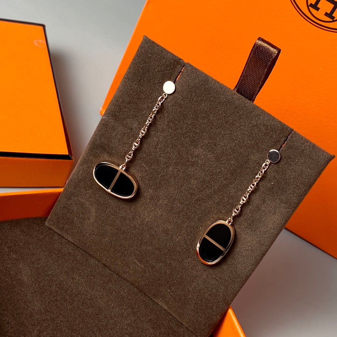 [Olivia JW]CHAINE VERSO BLACK CERAMIC EARRINGS