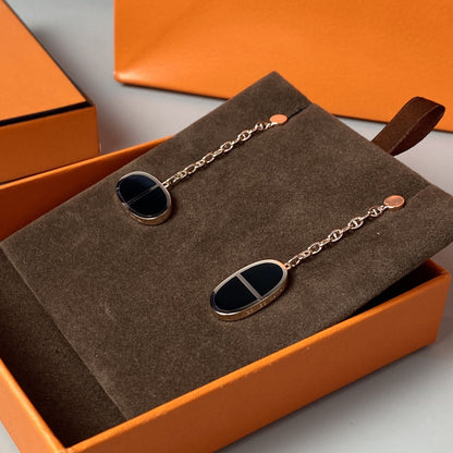 [Olivia JW]CHAINE VERSO BLACK CERAMIC EARRINGS