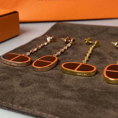 [Olivia JW]CHAINE VERSO BLACK CERAMIC EARRINGS