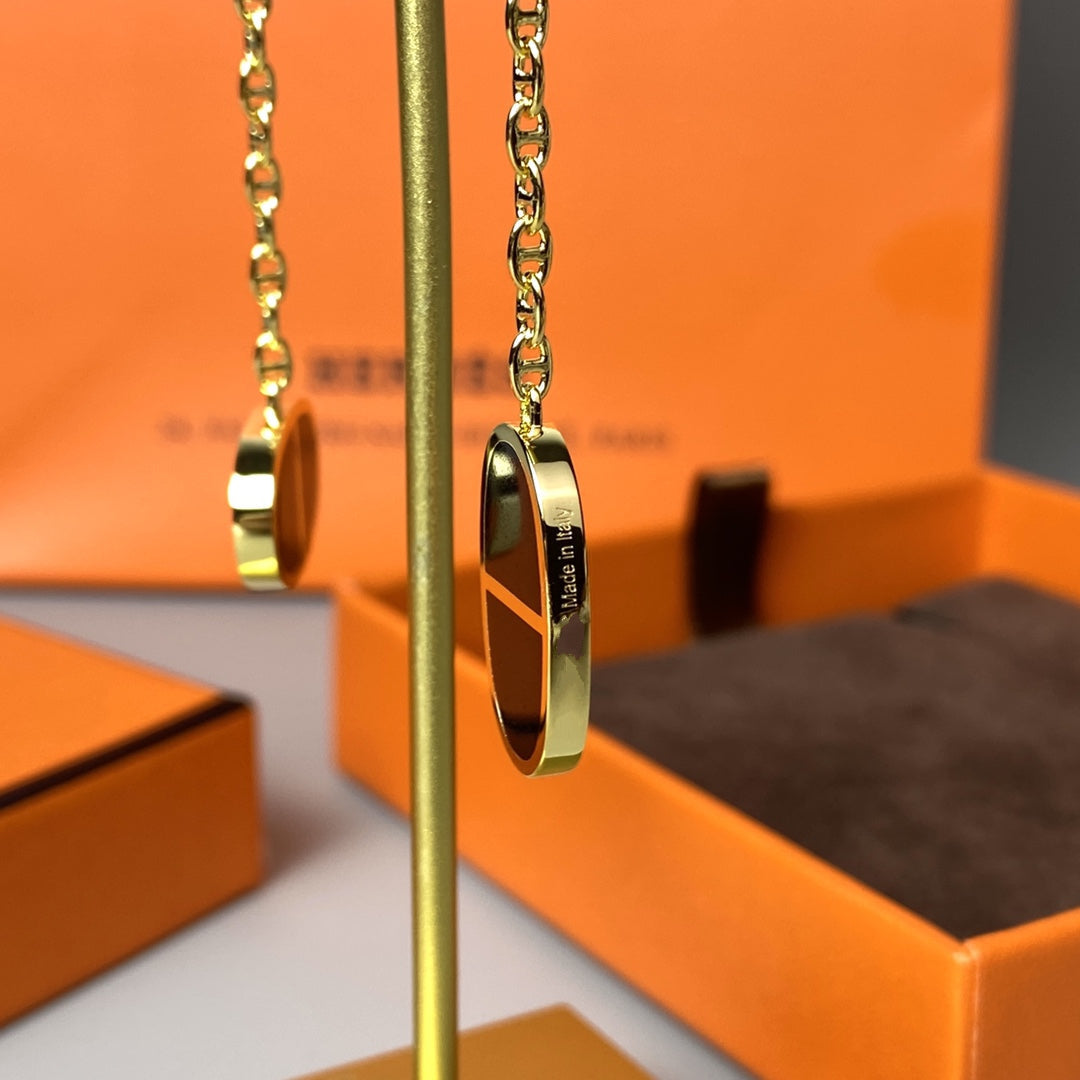 [Olivia JW]CHAINE VERSO BLACK CERAMIC EARRINGS