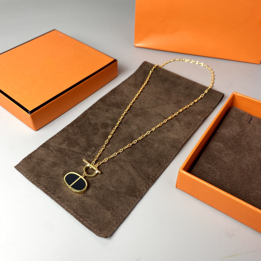 [Olivia JW]CHAINE VERSO BLACK CERAMIC NECKLACE