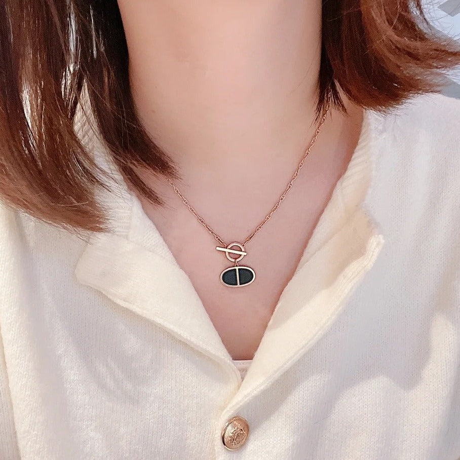 [Olivia JW]CHAINE VERSO BLACK CERAMIC NECKLACE