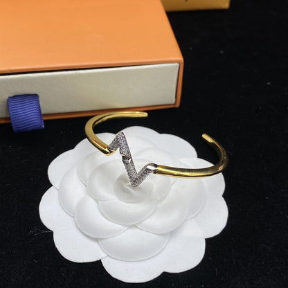 [Olivia JW]VOLTE UPSITE DOWN DIAMOND GOLD OPEN BRACELET