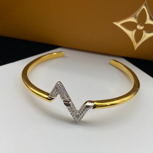 [Olivia JW]VOLTE UPSITE DOWN DIAMOND GOLD OPEN BRACELET