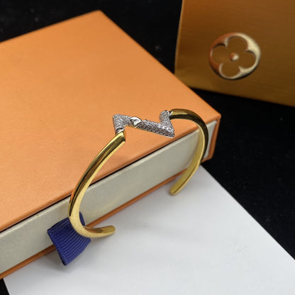[Olivia JW]VOLTE UPSITE DOWN DIAMOND GOLD OPEN BRACELET
