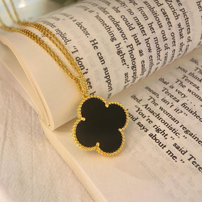 [Olivia JW]CLOVER 25MM NECKLACE GOLD ONYX