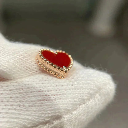 [Olivia JW]HEART CARNELIAN STUD EARRINGS