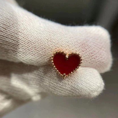 [Olivia JW]HEART CARNELIAN STUD EARRINGS