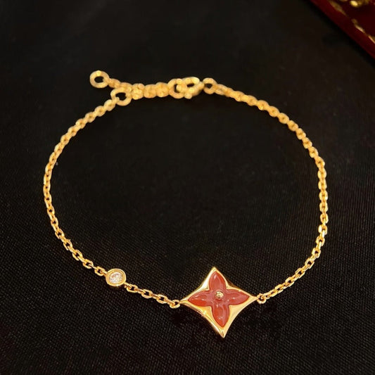 [Olivia JW]COLOR STAR CARNELIAN PINK GOLD DIAMOND BRACELET