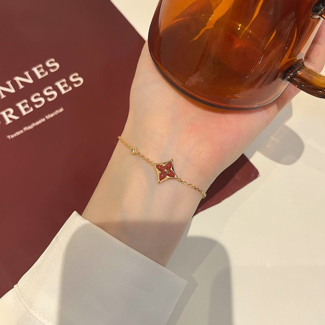 [Olivia JW]COLOR STAR CARNELIAN PINK GOLD DIAMOND BRACELET