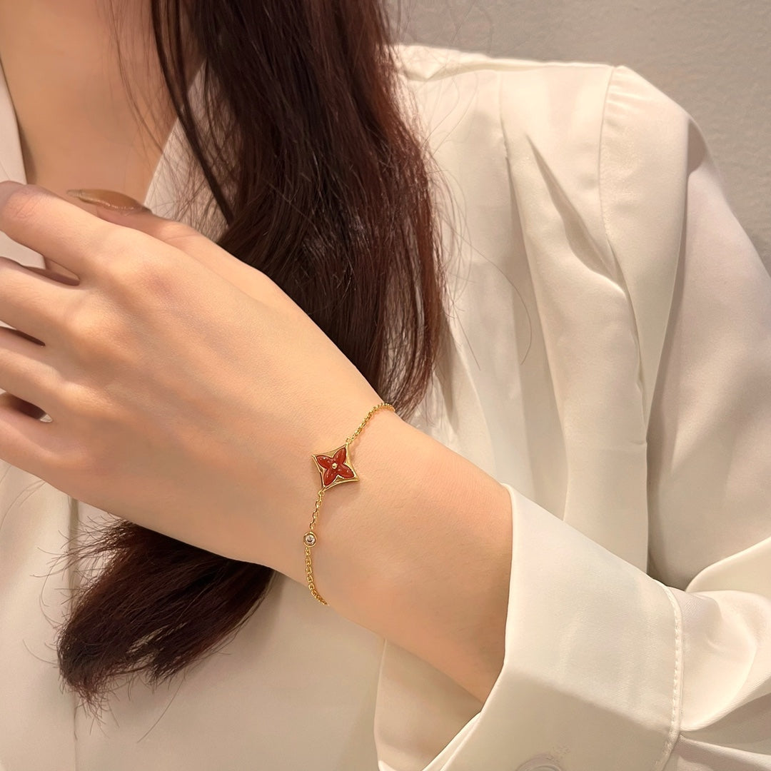 [Olivia JW]COLOR STAR CARNELIAN PINK GOLD DIAMOND BRACELET