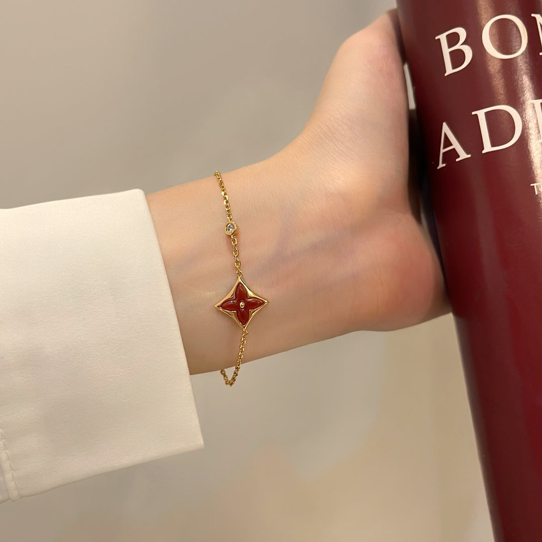 [Olivia JW]COLOR STAR CARNELIAN PINK GOLD DIAMOND BRACELET