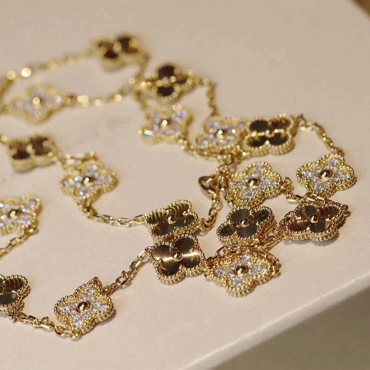 [Olivia JW]CLOVER 20 MOTIFS LASER DIAMOND NECKLACE