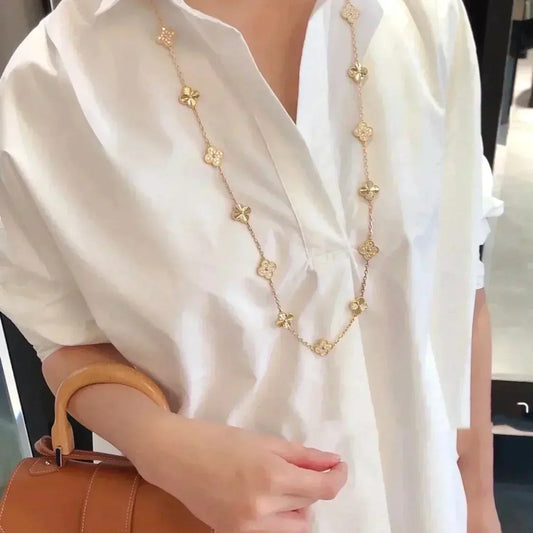 [Olivia JW]CLOVER 20 MOTIFS LASER DIAMOND NECKLACE