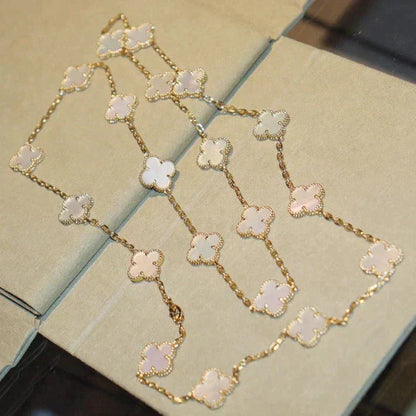 [Olivia JW]CLOVER 20 MOTIFS WHITE MOP NECKLACE