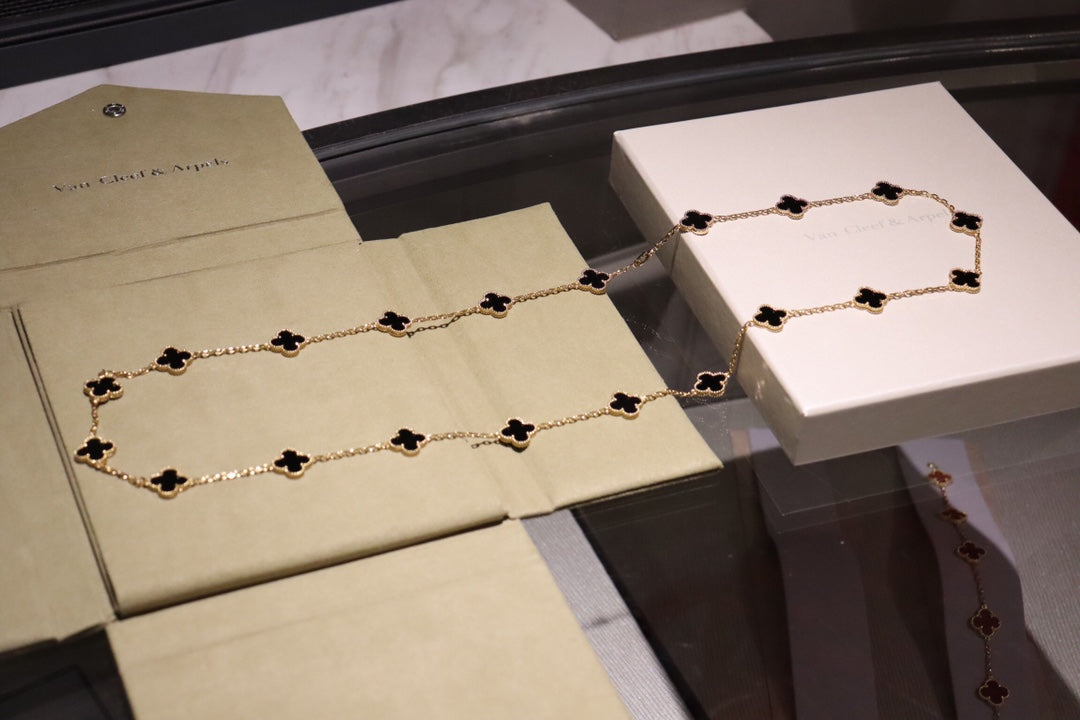 [Olivia JW]CLOVER 20 MOTIFS ONYX ROSE GOLD