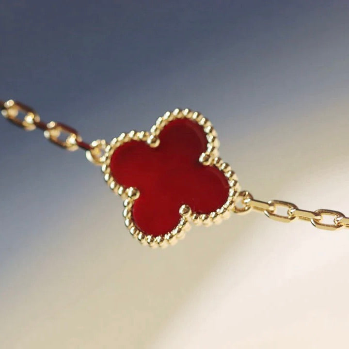 [Olivia JW]CLOVER 20 MOTIFS CARNELIAN NECKLACE