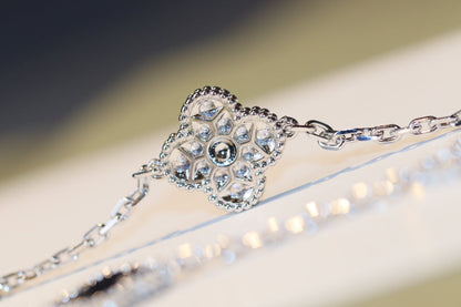 [Olivia JW]CLOVER 20 MOTIFS ONYX DIAMOND SILVER