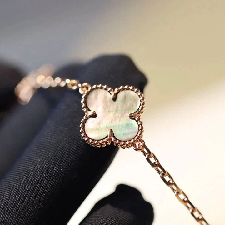 [Olivia JW]CLOVER 20 MOTIFS DARK MOP DIAMOND  NECKLACE