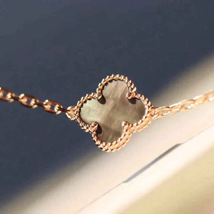 [Olivia JW]CLOVER 20 MOTIFS DARK MOP DIAMOND  NECKLACE