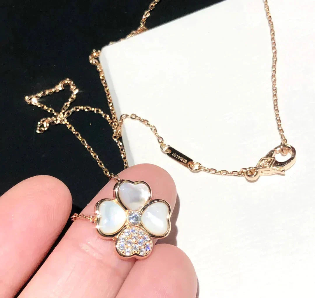 [Olivia JW]CLOVER MOP DIAMOND ROSE GOLD NECKLACE