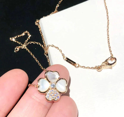 [Olivia JW]CLOVER MOP DIAMOND ROSE GOLD NECKLACE