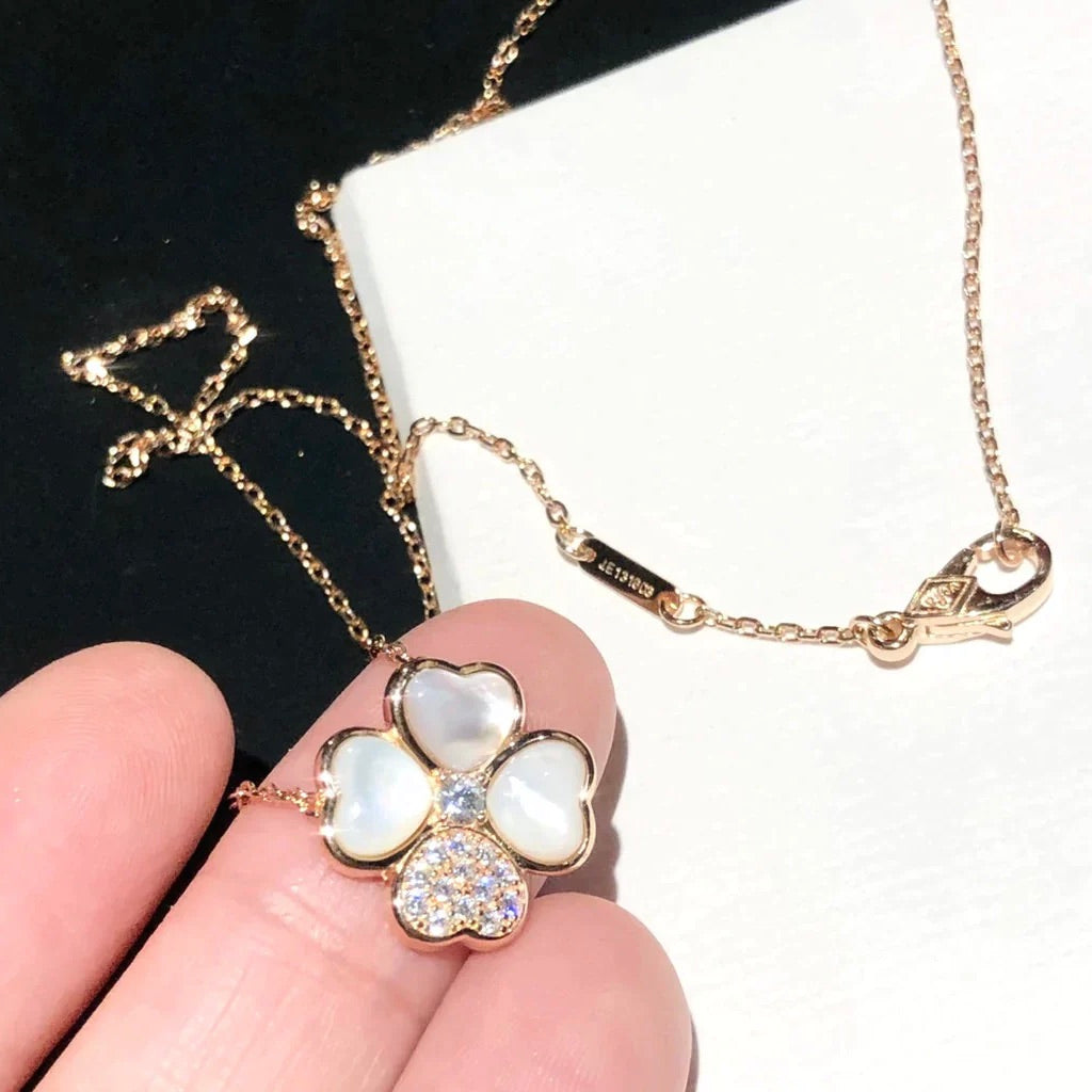 [Olivia JW]CLOVER MOP DIAMOND ROSE GOLD NECKLACE