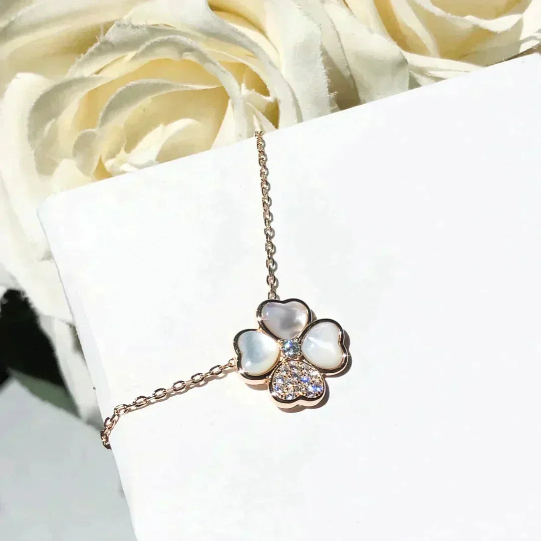 [Olivia JW]CLOVER MOP DIAMOND ROSE GOLD NECKLACE
