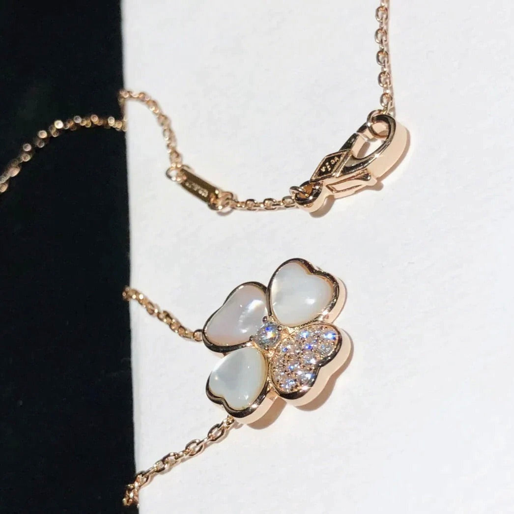 [Olivia JW]CLOVER MOP DIAMOND ROSE GOLD NECKLACE