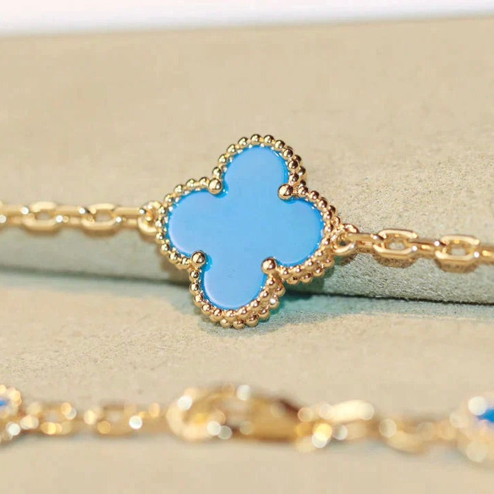 [Olivia JW]CLOVER 20 MOTIFS TURQUOISE GOLD