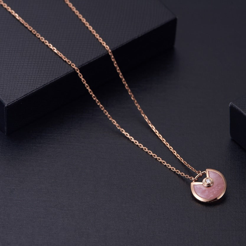 [Olivia JW]AMULETTE ROSE GOLD PINK MOP NECKLACE