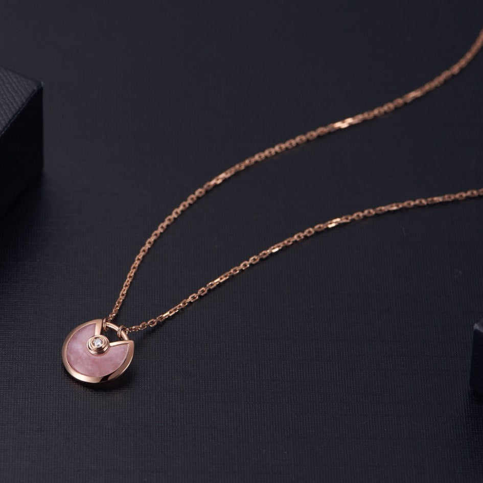 [Olivia JW]AMULETTE ROSE GOLD PINK MOP NECKLACE