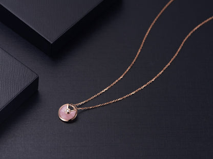 [Olivia JW]AMULETTE ROSE GOLD PINK MOP NECKLACE