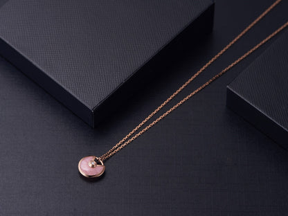 [Olivia JW]AMULETTE ROSE GOLD PINK MOP NECKLACE