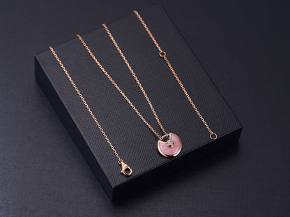 [Olivia JW]AMULETTE ROSE GOLD PINK MOP NECKLACE