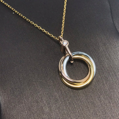 [Olivia JW]TRINITY SILVER GOLD PINK GOLD NECKLACE